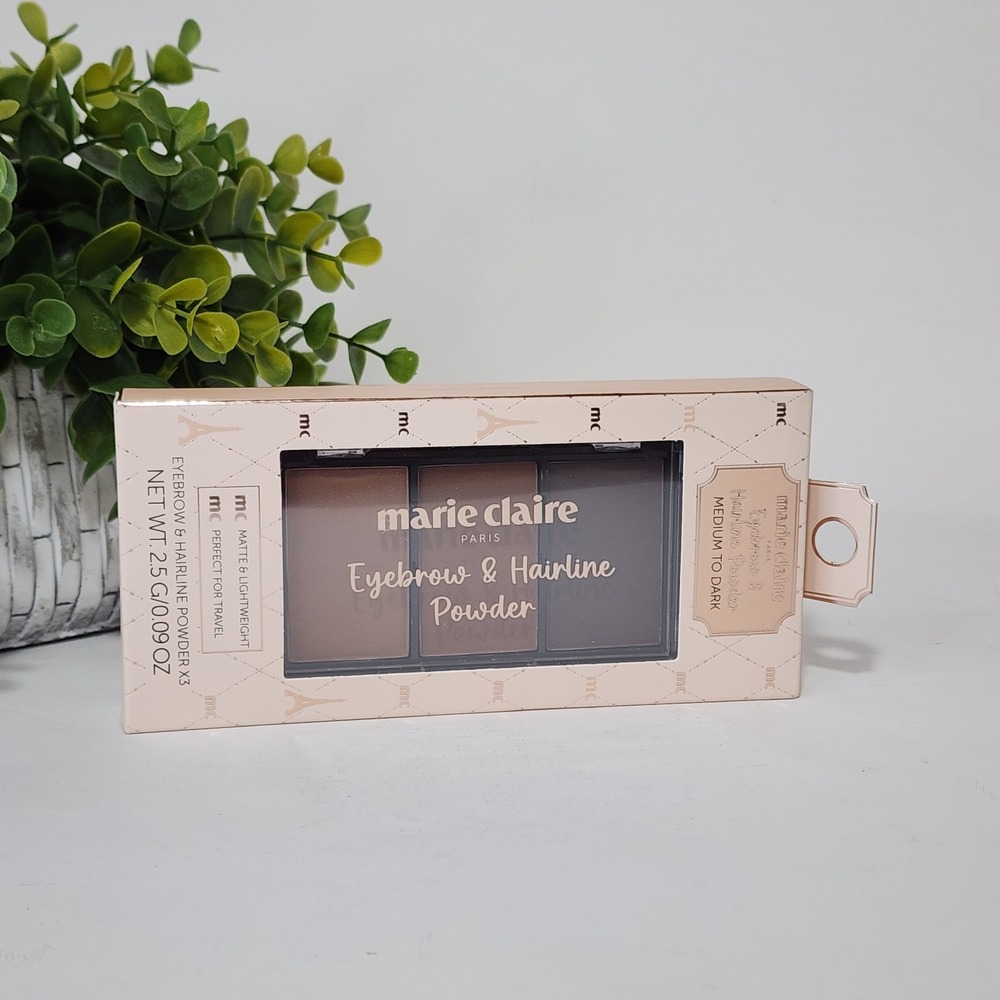 Marie Claire Paris Eyebrow & Hairline Powder Medium to Dark Matte Brown NEW